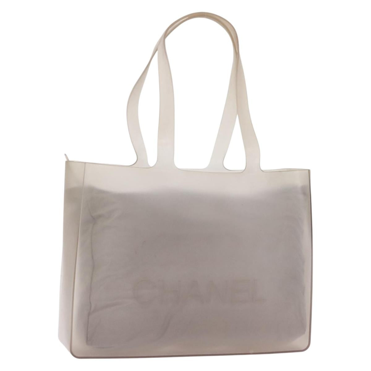 CHANEL Tote Bag Rubber Gray CC Auth 206363