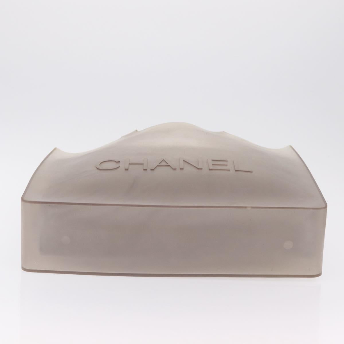 CHANEL Tote Bag Rubber Gray CC Auth 206363
