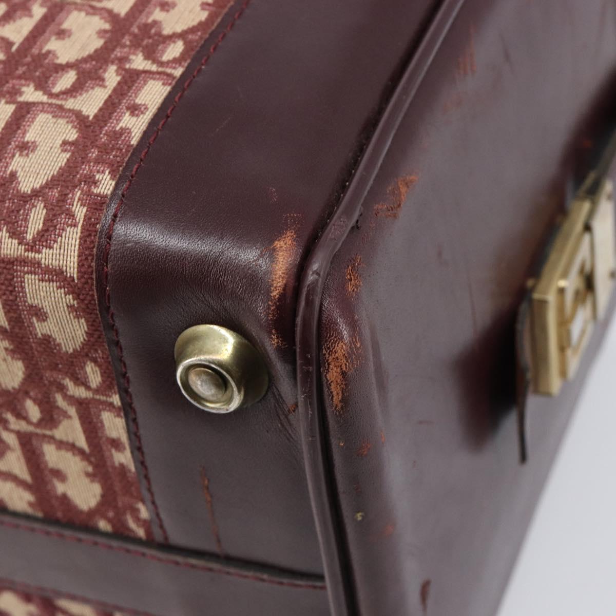 Christian Dior Trotter Canvas Boston Bag Red Gold Auth 206367