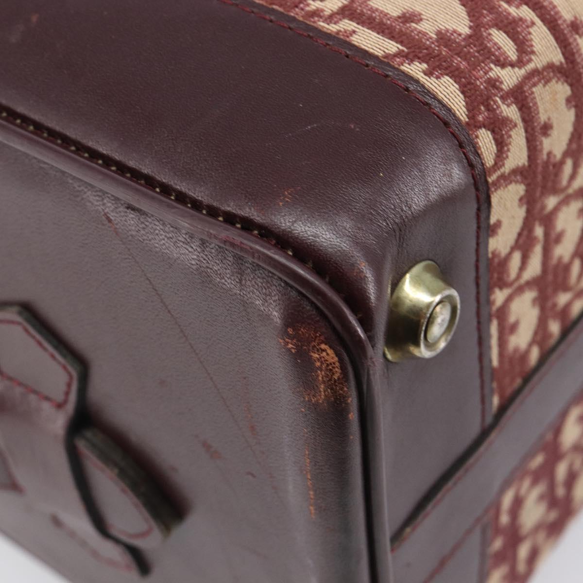 Christian Dior Trotter Canvas Boston Bag Red Gold Auth 206367