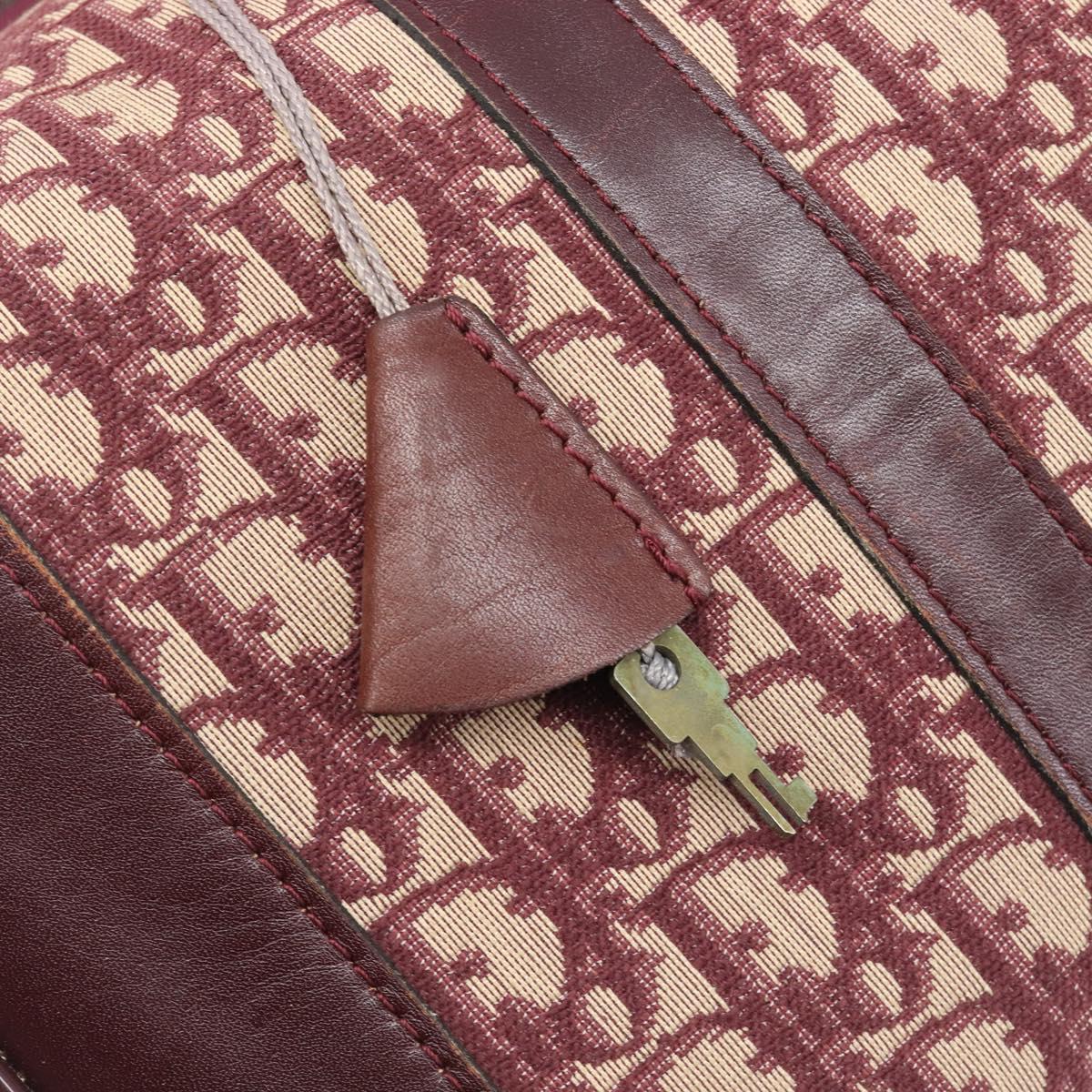 Christian Dior Trotter Canvas Boston Bag Red Gold Auth 206367