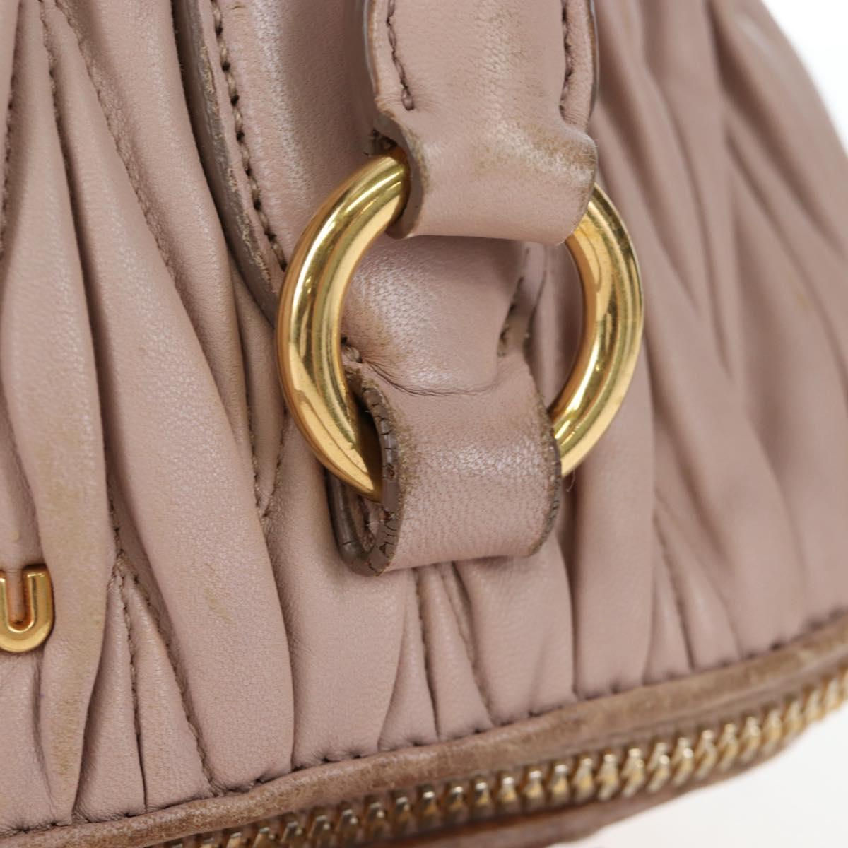 Miu Miu Matelasse Hand Bag Leather Pink Gold Auth 206368