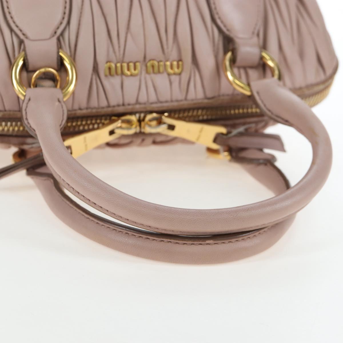 Miu Miu Matelasse Hand Bag Leather Pink Gold Auth 206368