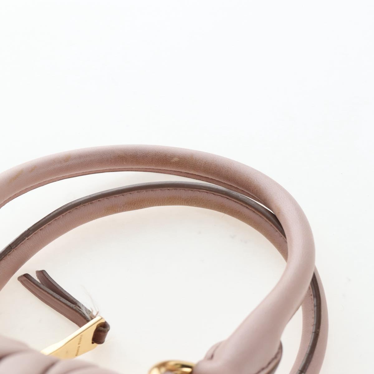 Miu Miu Matelasse Hand Bag Leather Pink Gold Auth 206368