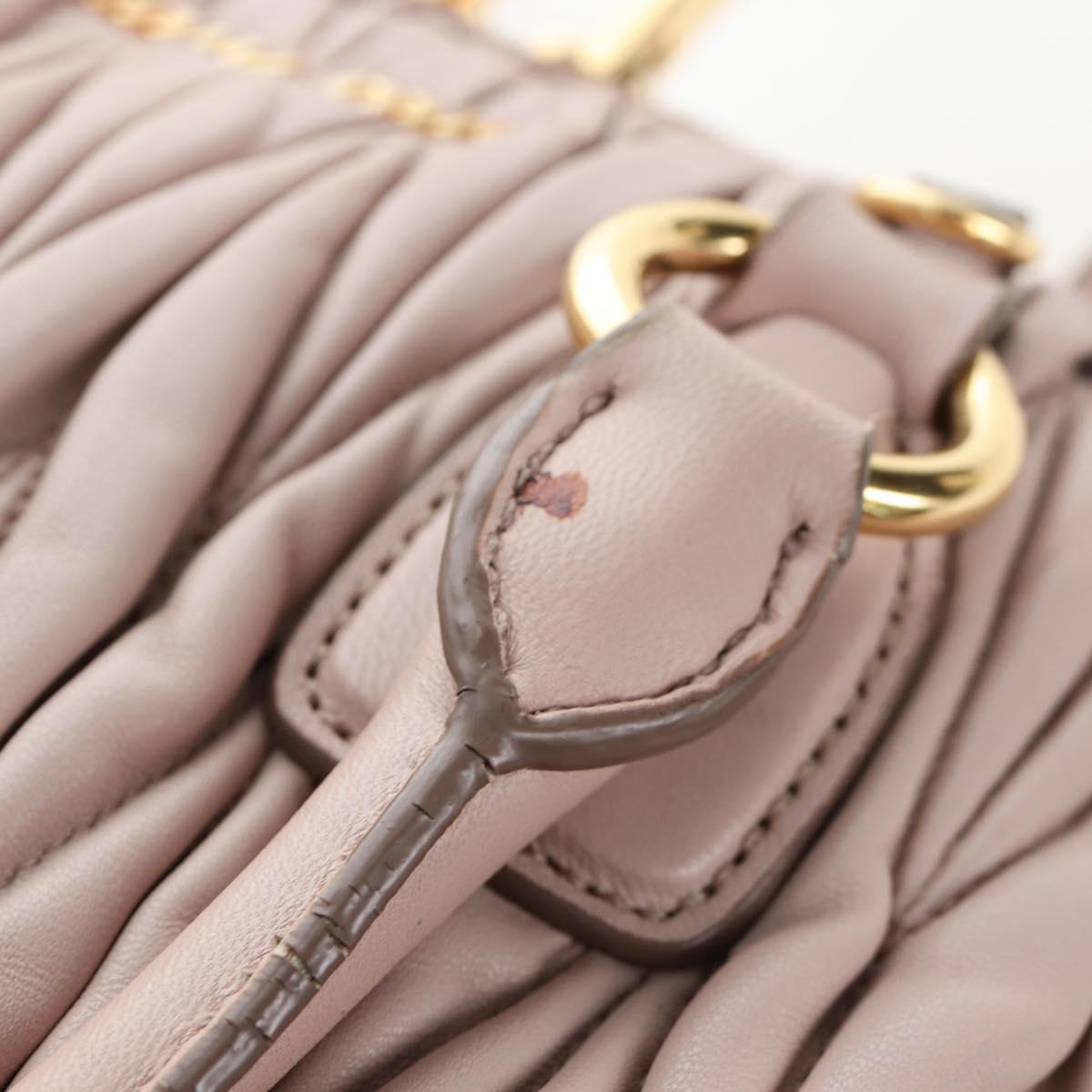 Miu Miu Matelasse Hand Bag Leather Pink Gold Auth 206368