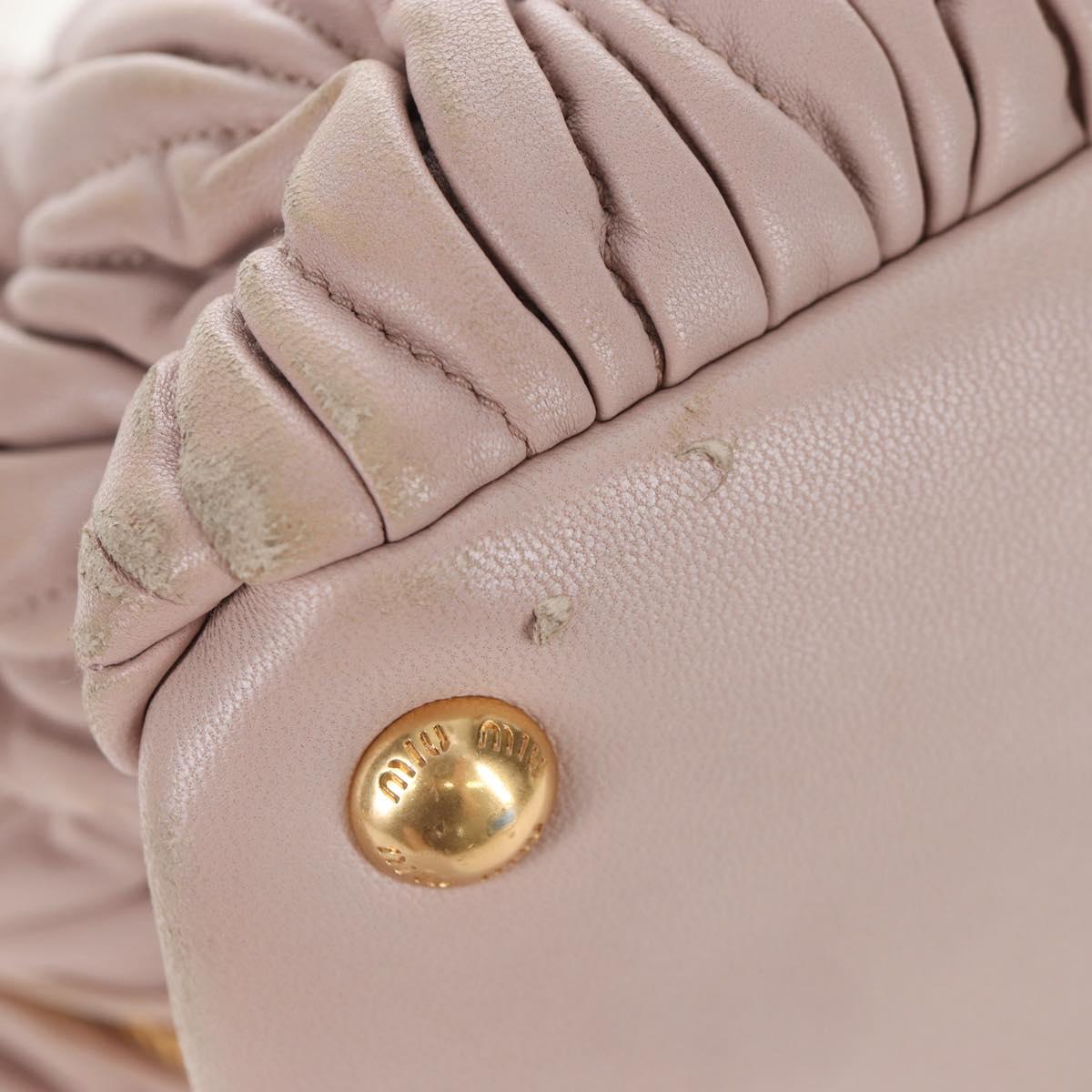 Miu Miu Matelasse Hand Bag Leather Pink Gold Auth 206368
