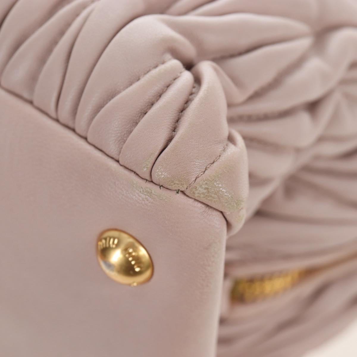 Miu Miu Matelasse Hand Bag Leather Pink Gold Auth 206368
