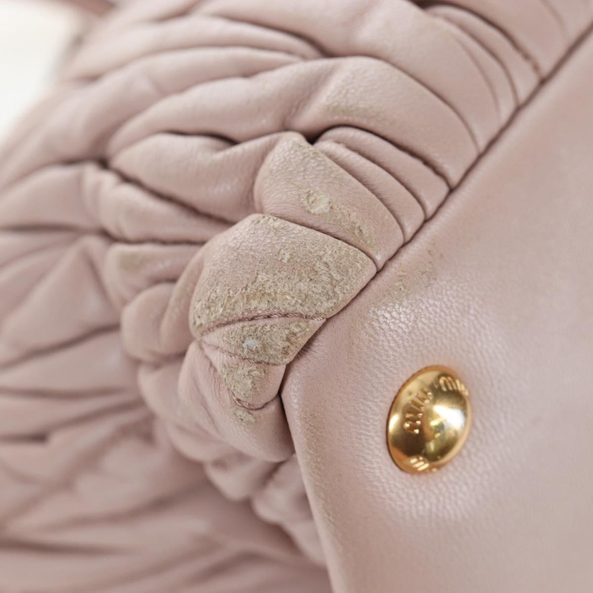 Miu Miu Matelasse Hand Bag Leather Pink Gold Auth 206368