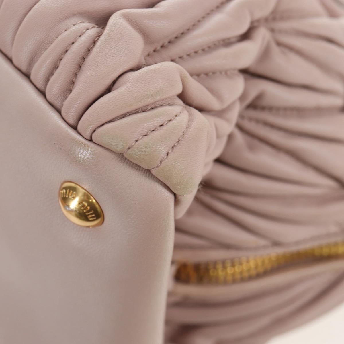 Miu Miu Matelasse Hand Bag Leather Pink Gold Auth 206368