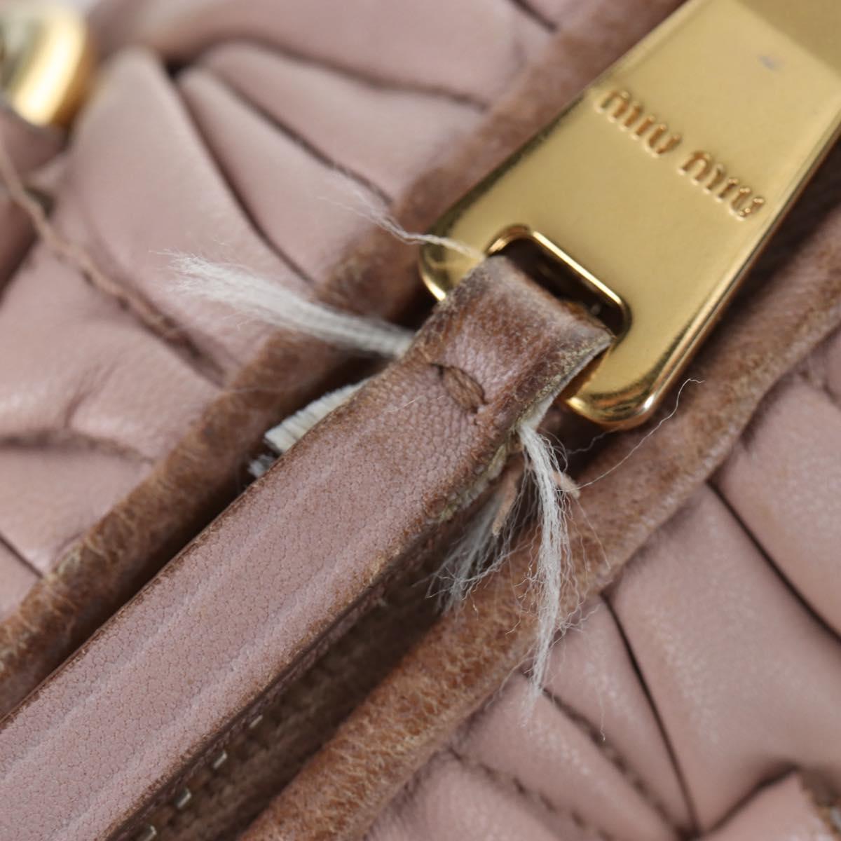 Miu Miu Matelasse Hand Bag Leather Pink Gold Auth 206368
