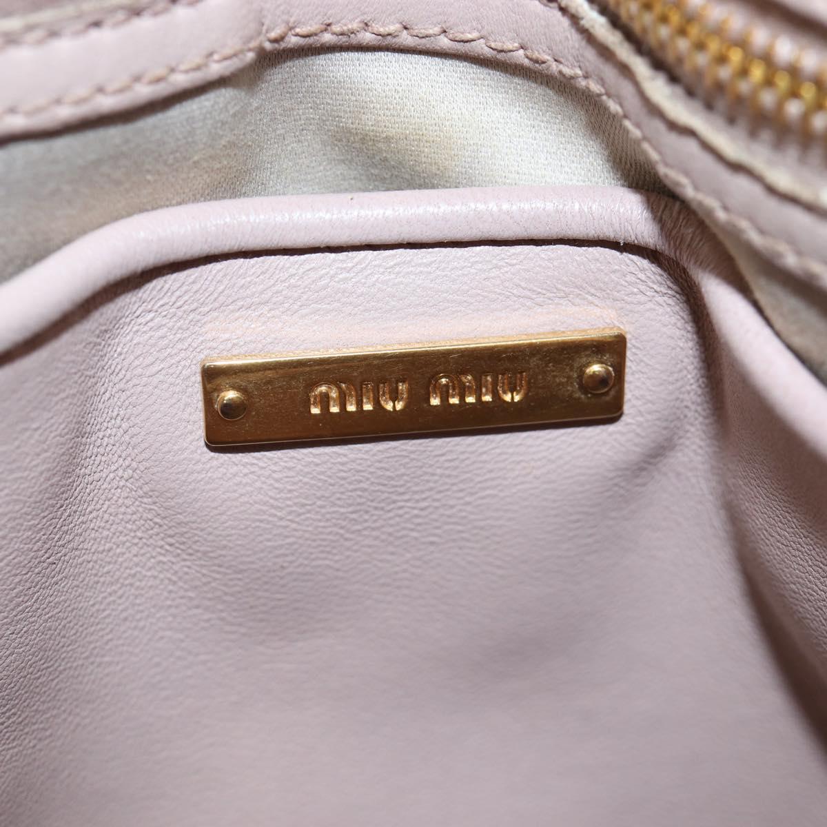 Miu Miu Matelasse Hand Bag Leather Pink Gold Auth 206368