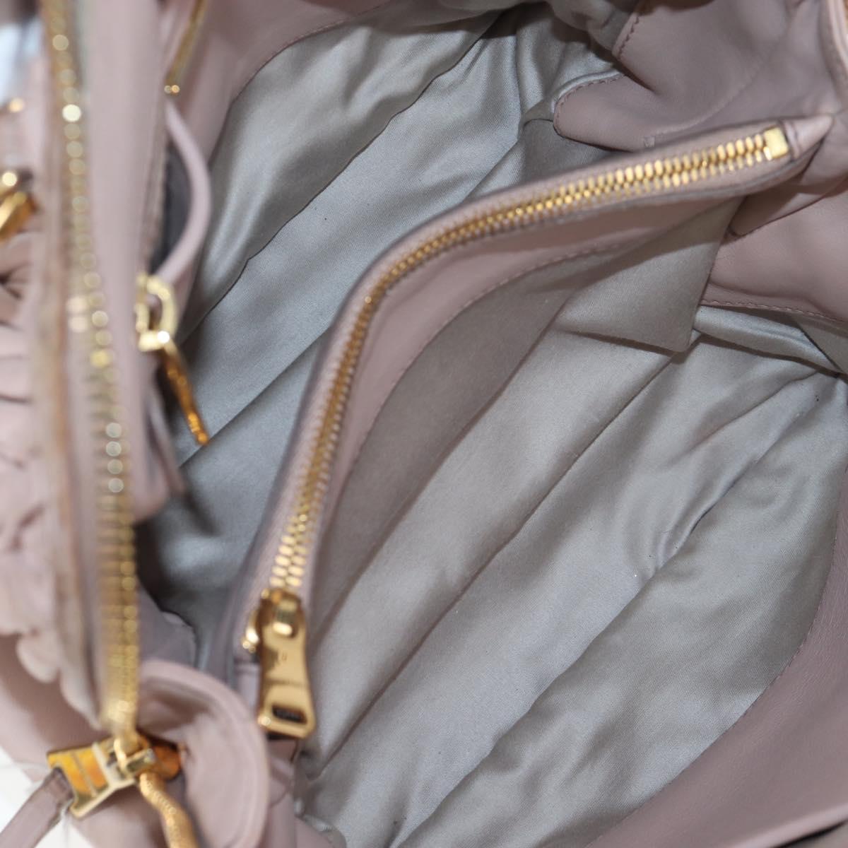Miu Miu Matelasse Hand Bag Leather Pink Gold Auth 206368