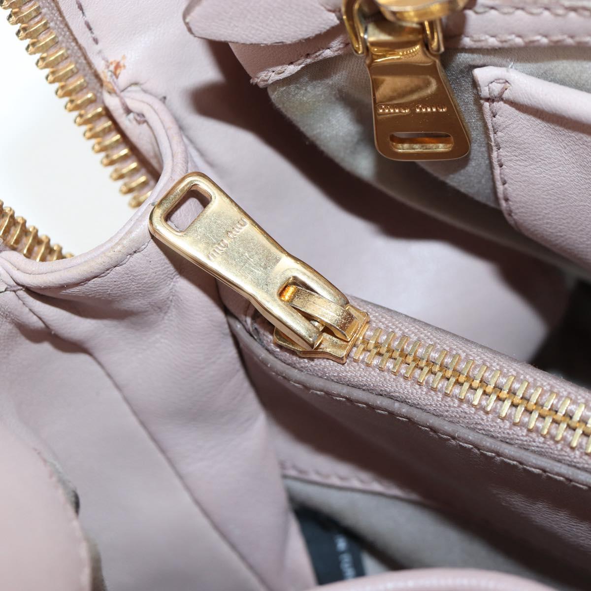 Miu Miu Matelasse Hand Bag Leather Pink Gold Auth 206368