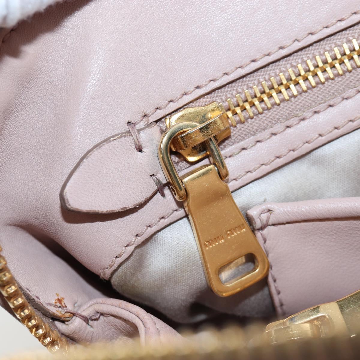Miu Miu Matelasse Hand Bag Leather Pink Gold Auth 206368