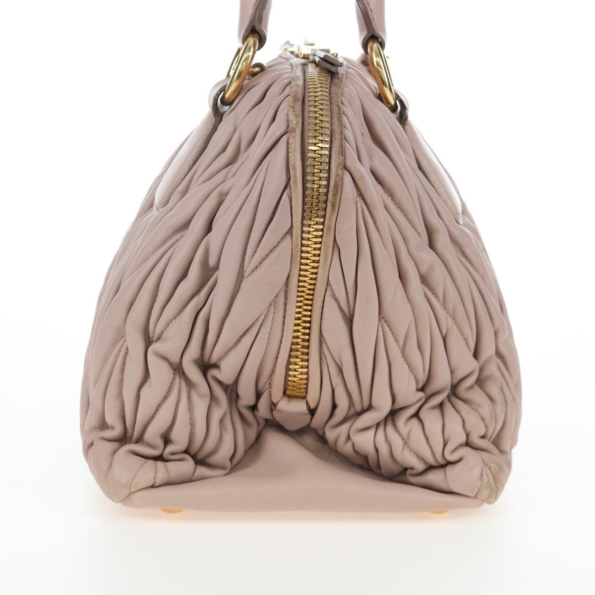 Miu Miu Matelasse Hand Bag Leather Pink Gold Auth 206368