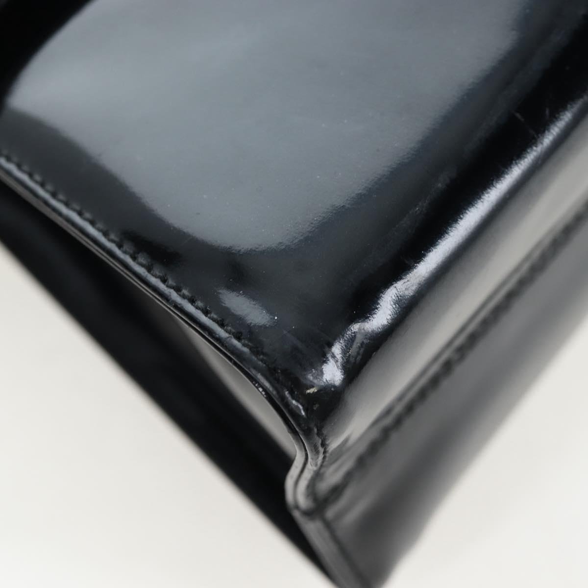 Salvatore Ferragamo Vala Hand Bag Patent leather 2way Black Gold Auth 206373