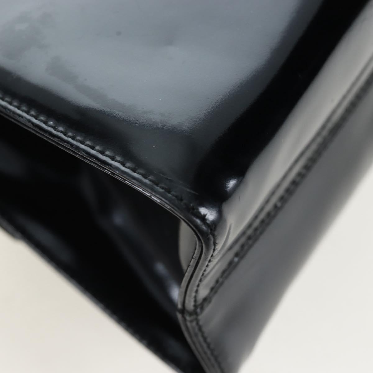 Salvatore Ferragamo Vala Hand Bag Patent leather 2way Black Gold Auth 206373
