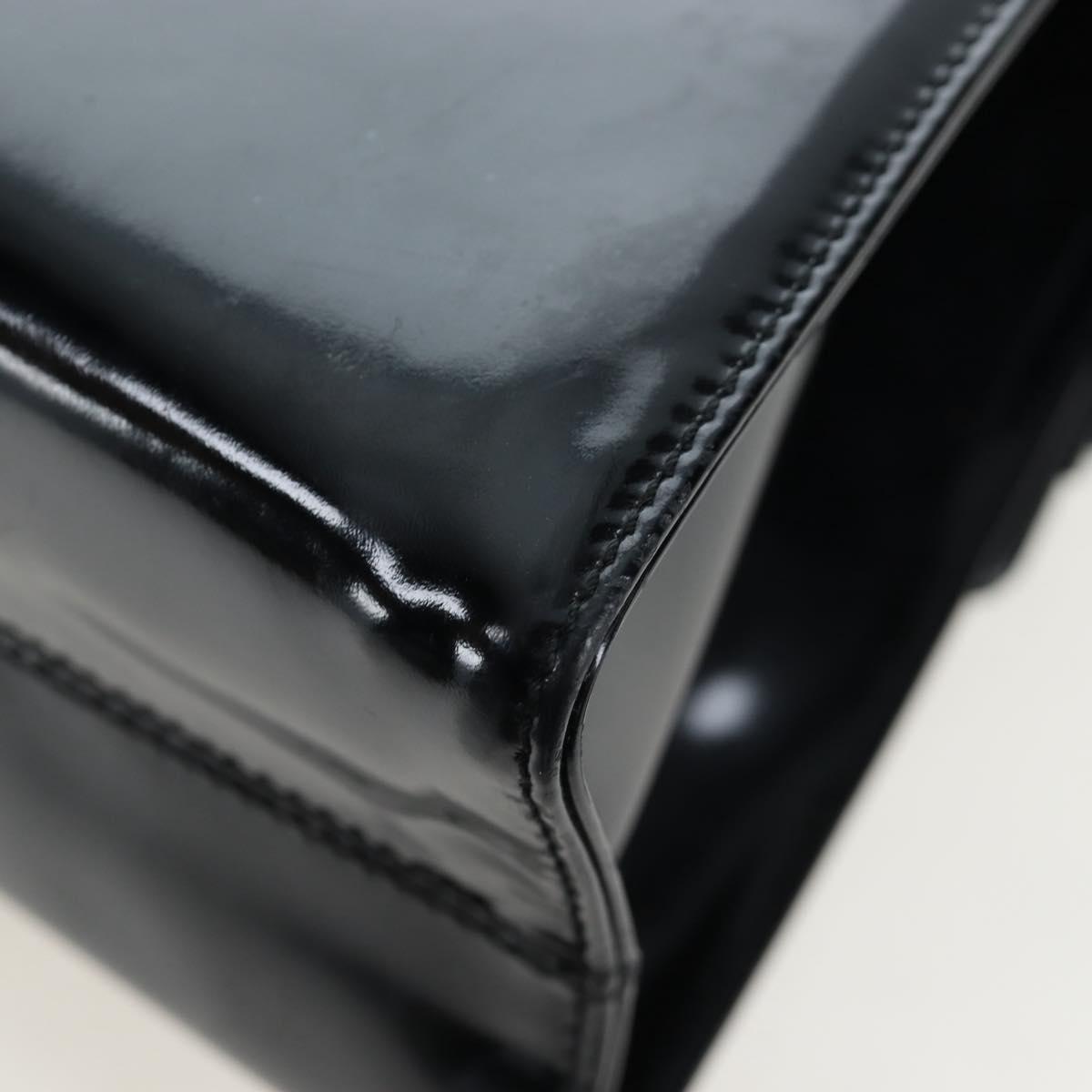Salvatore Ferragamo Vala Hand Bag Patent leather 2way Black Gold Auth 206373