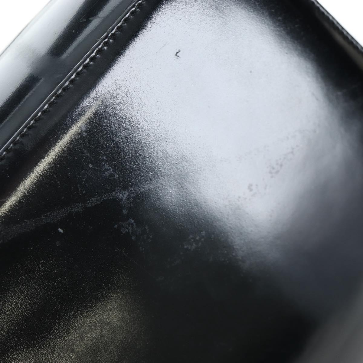 Salvatore Ferragamo Vala Hand Bag Patent leather 2way Black Gold Auth 206373