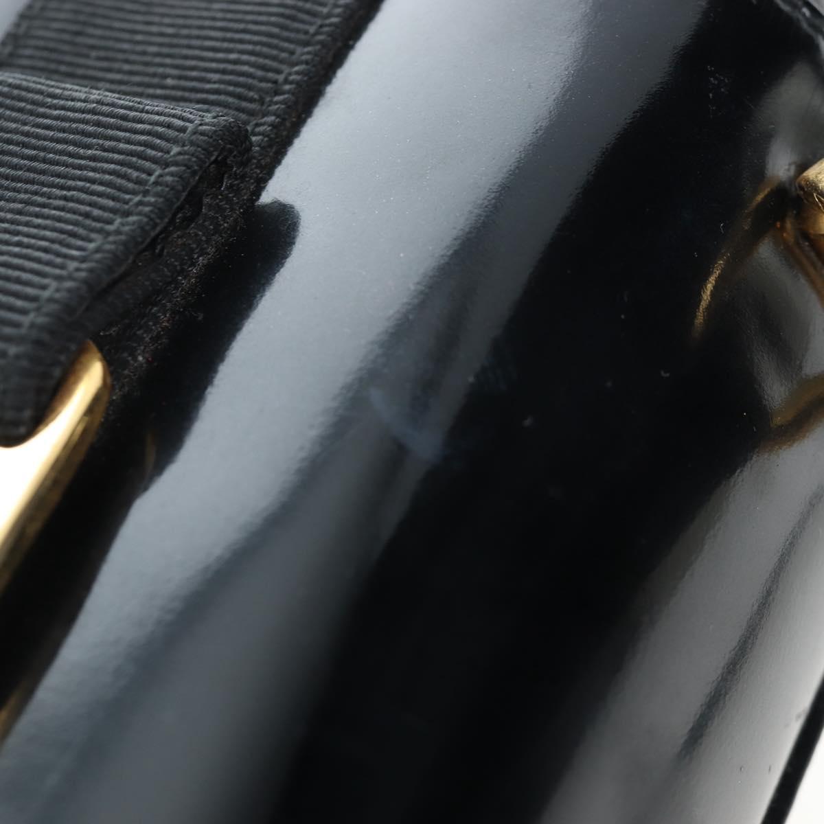 Salvatore Ferragamo Vala Hand Bag Patent leather 2way Black Gold Auth 206373