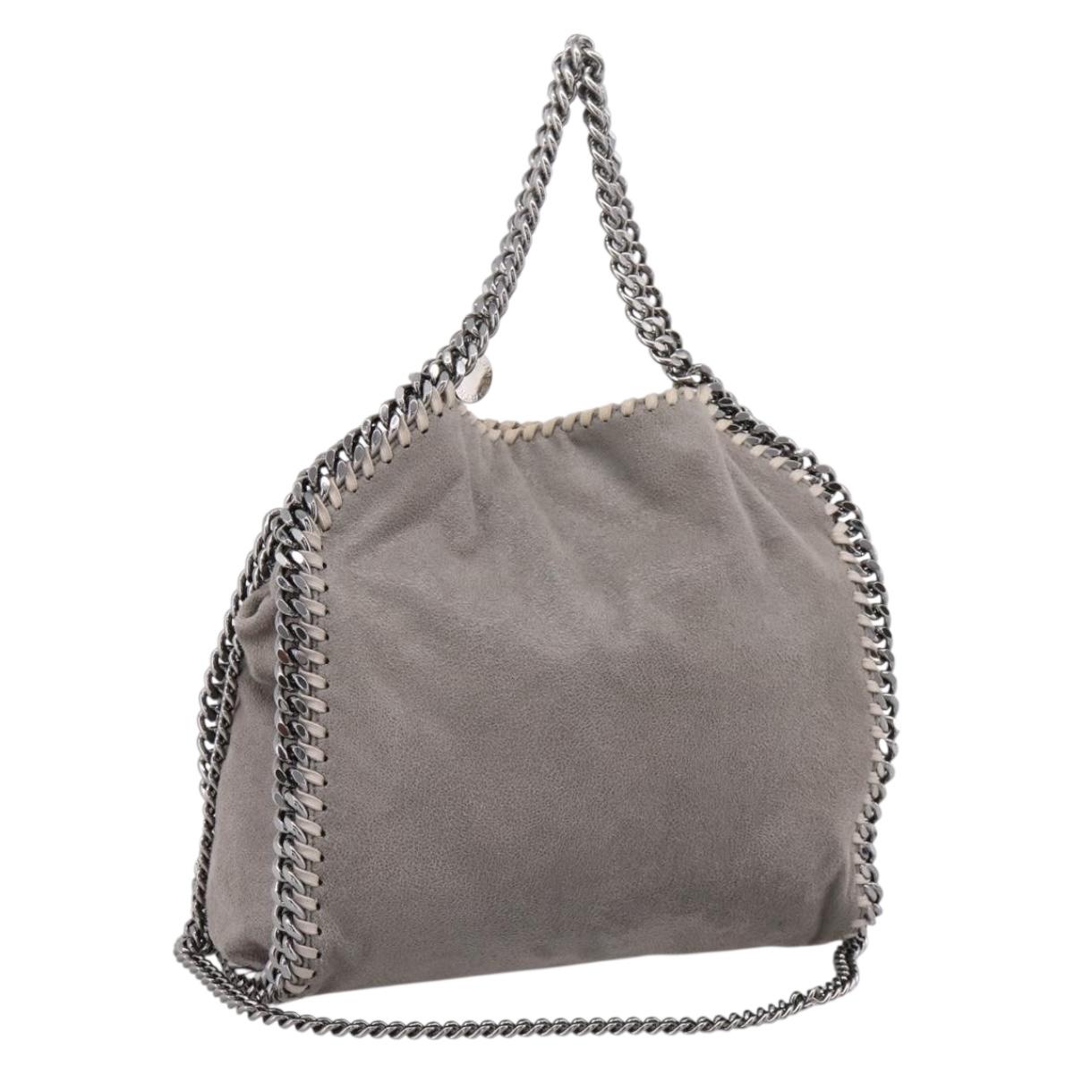 Stella MacCartney Chain Falabella Bag Suede Gray Silver 371223 Auth 206377A