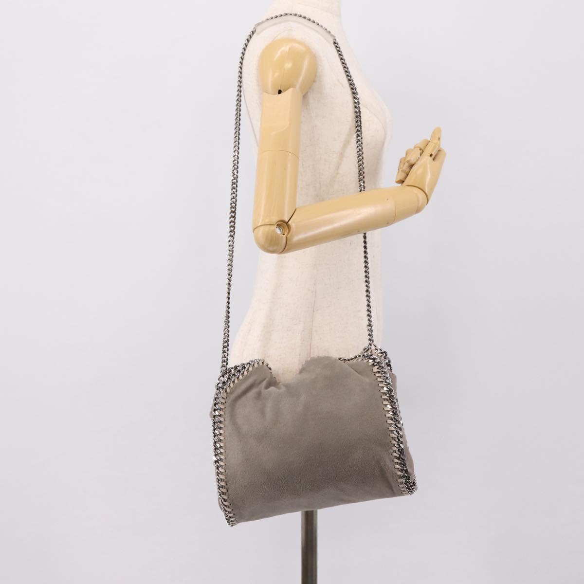 Stella MacCartney Chain Falabella Bag Suede Gray Silver 371223 Auth 206377A