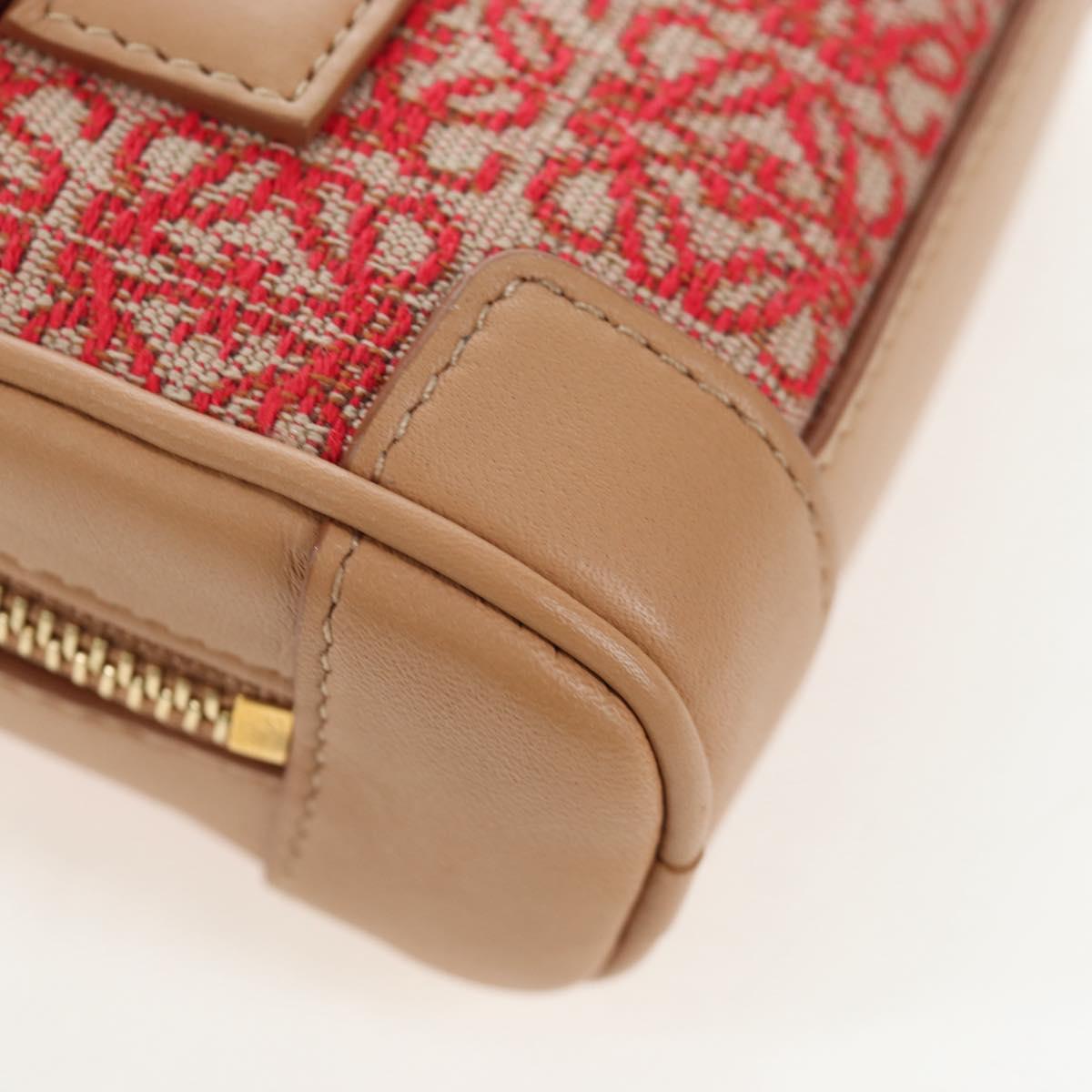 LOEWE Amazona Nano Shoulder Pouch Canvas 2way Beige Gold Auth 206378M
