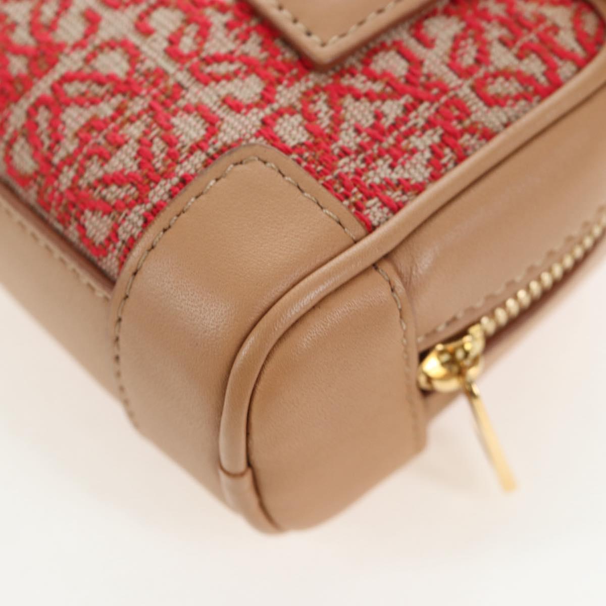 LOEWE Amazona Nano Shoulder Pouch Canvas 2way Beige Gold Auth 206378M