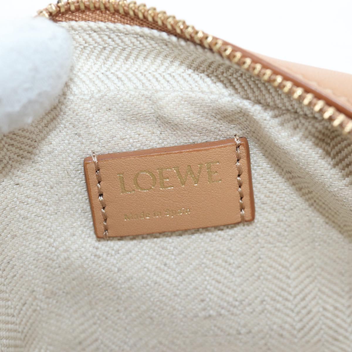 LOEWE Amazona Nano Shoulder Pouch Canvas 2way Beige Gold Auth 206378M