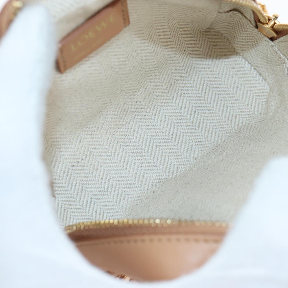 LOEWE Amazona Nano Shoulder Pouch Canvas 2way Beige Gold Auth 206378M