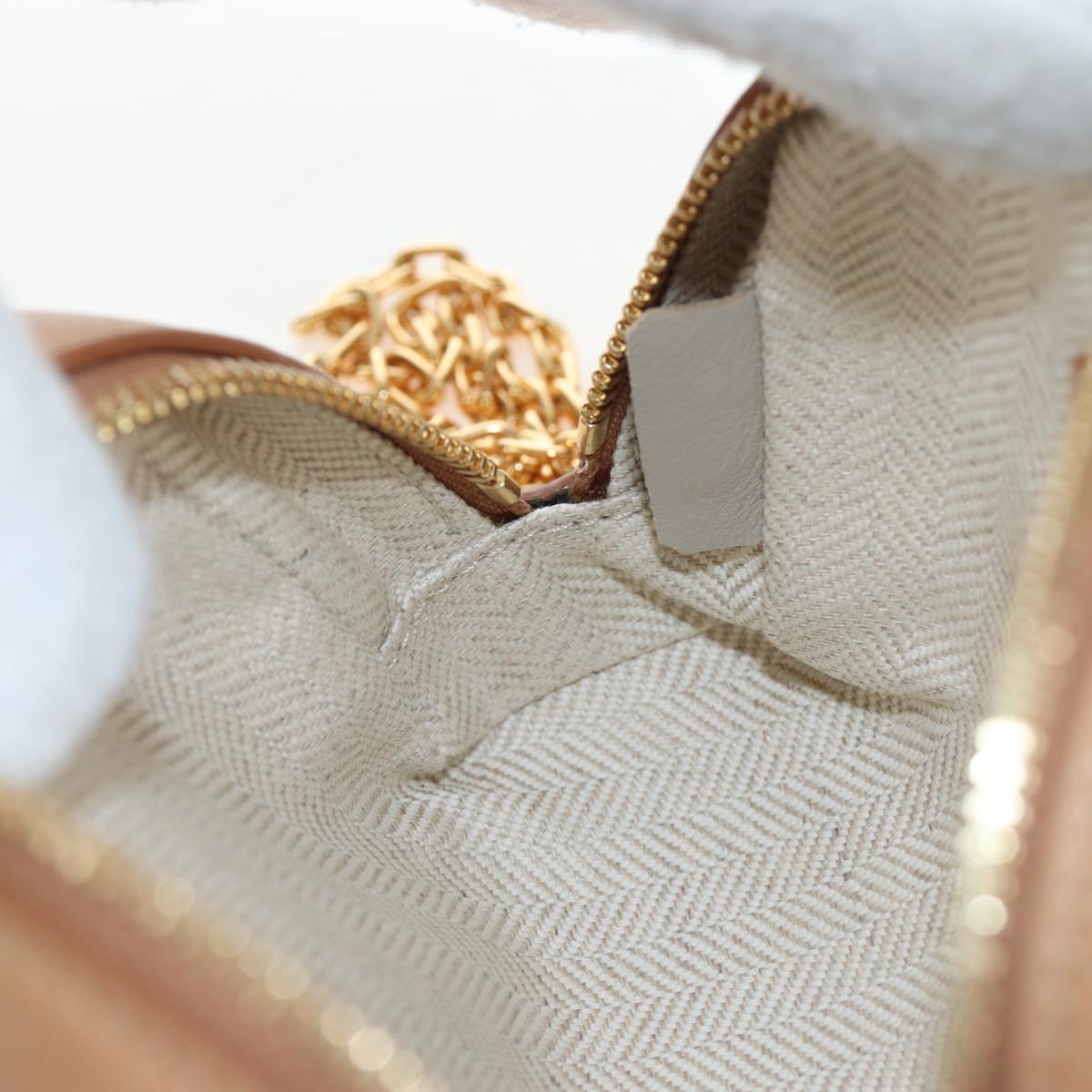 LOEWE Amazona Nano Shoulder Pouch Canvas 2way Beige Gold Auth 206378M
