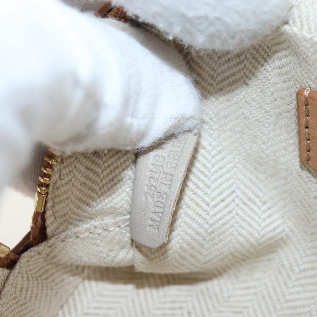 LOEWE Amazona Nano Shoulder Pouch Canvas 2way Beige Gold Auth 206378M