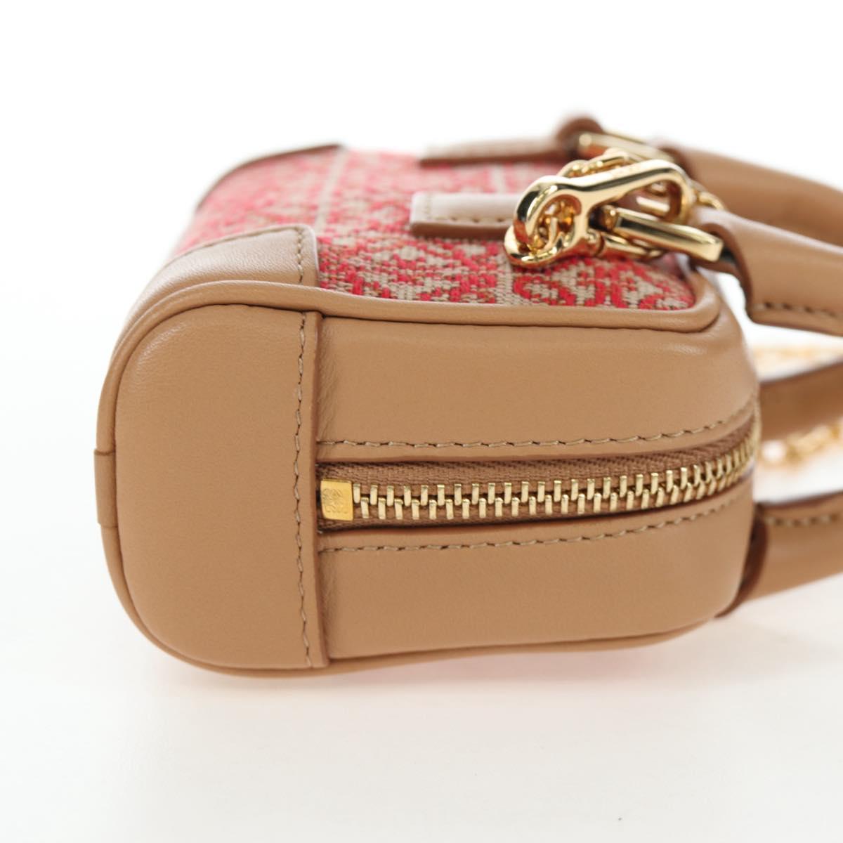 LOEWE Amazona Nano Shoulder Pouch Canvas 2way Beige Gold Auth 206378M