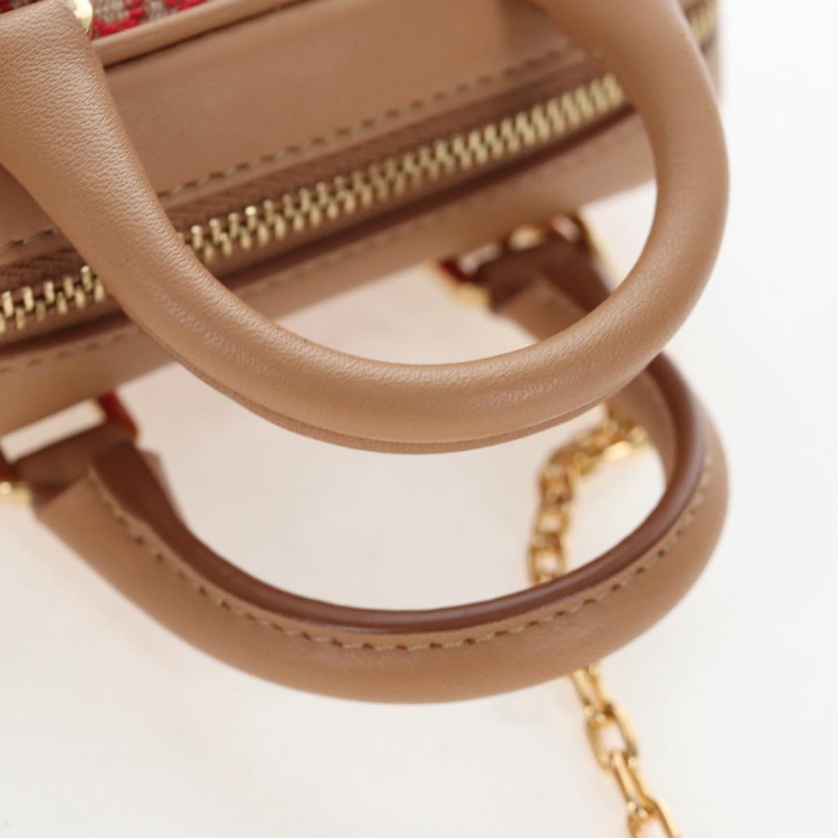 LOEWE Amazona Nano Shoulder Pouch Canvas 2way Beige Gold Auth 206378M