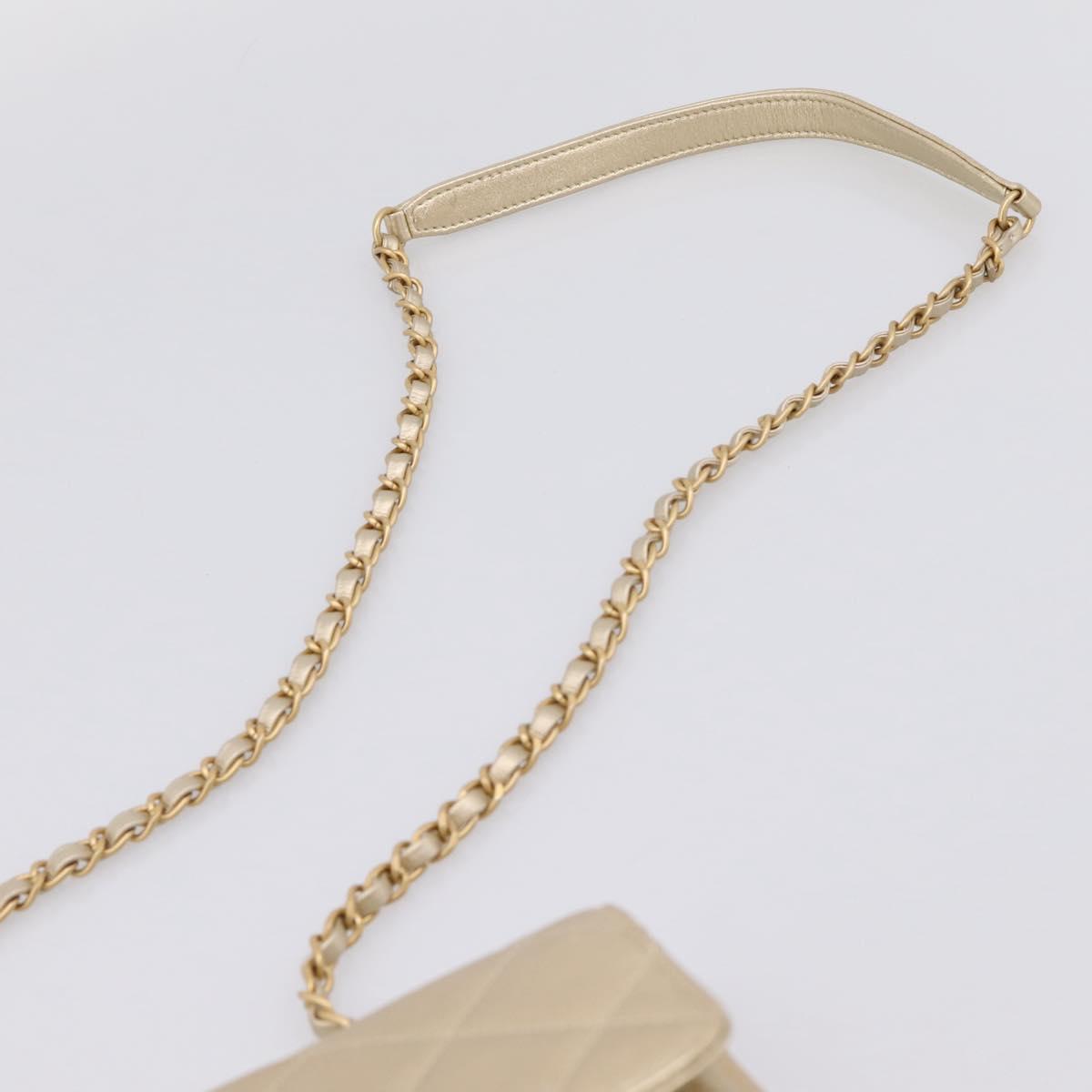 CHANEL Matelasse Chain Shoulder Bag Lamb Skin 2way Gold CC Auth 206384SAM