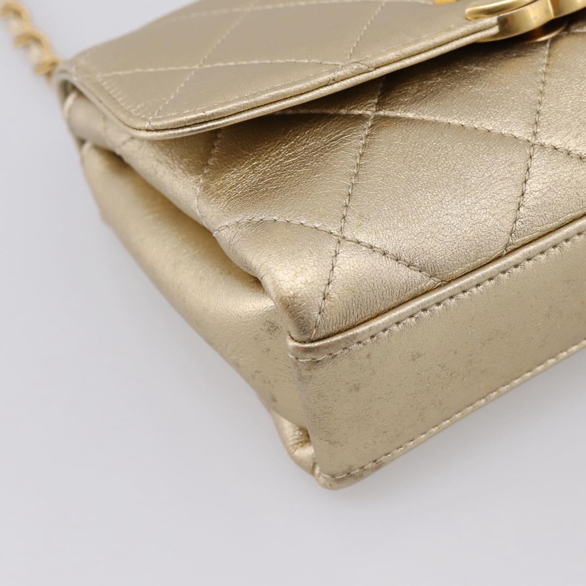 CHANEL Matelasse Chain Shoulder Bag Lamb Skin 2way Gold CC Auth 206384SAM