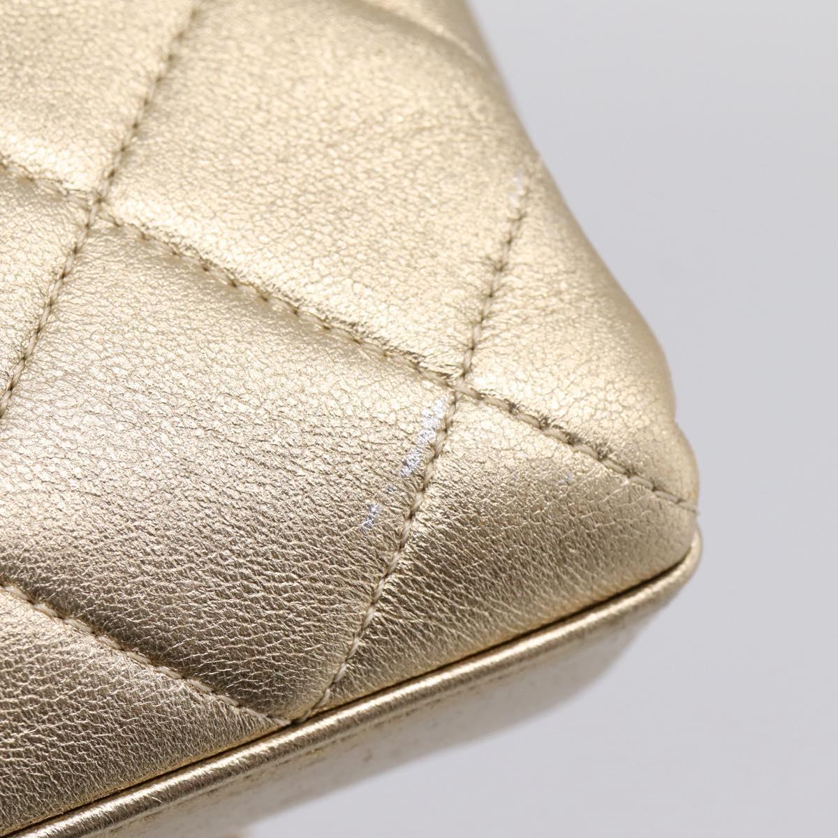 CHANEL Matelasse Chain Shoulder Bag Lamb Skin 2way Gold CC Auth 206384SAM
