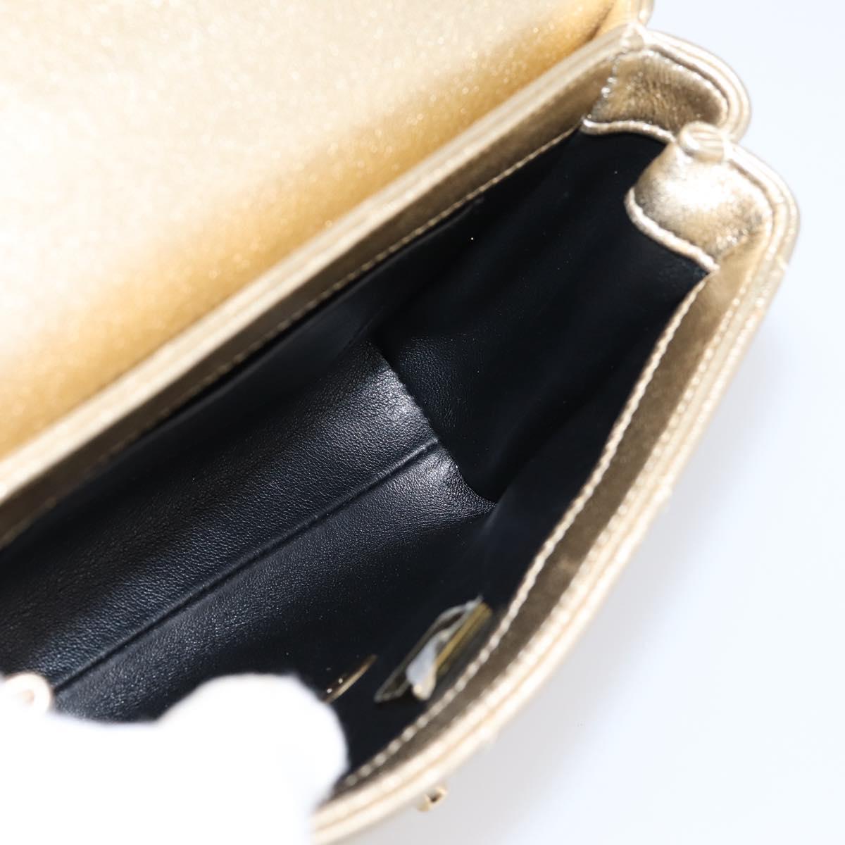 CHANEL Matelasse Chain Shoulder Bag Lamb Skin 2way Gold CC Auth 206384SAM