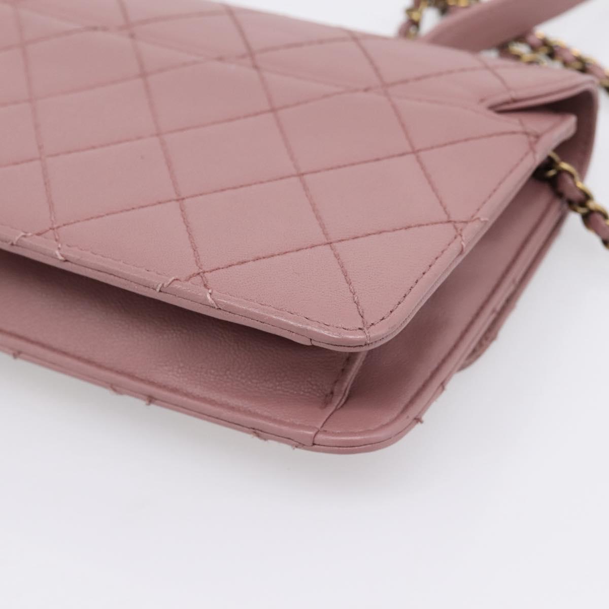 CHANEL Matelasse Chain Shoulder Bag Lamb Skin Purple Gray CC Auth 206386V