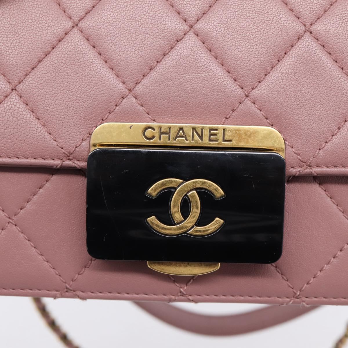 CHANEL Matelasse Chain Shoulder Bag Lamb Skin Purple Gray CC Auth 206386V