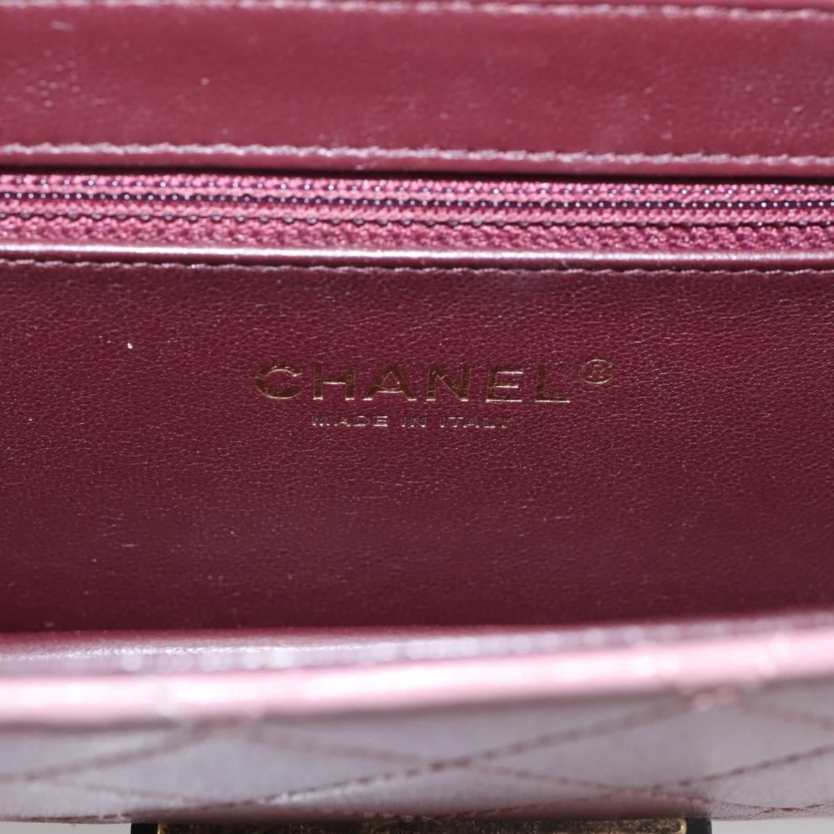 CHANEL Matelasse Chain Shoulder Bag Lamb Skin Purple Gray CC Auth 206386V