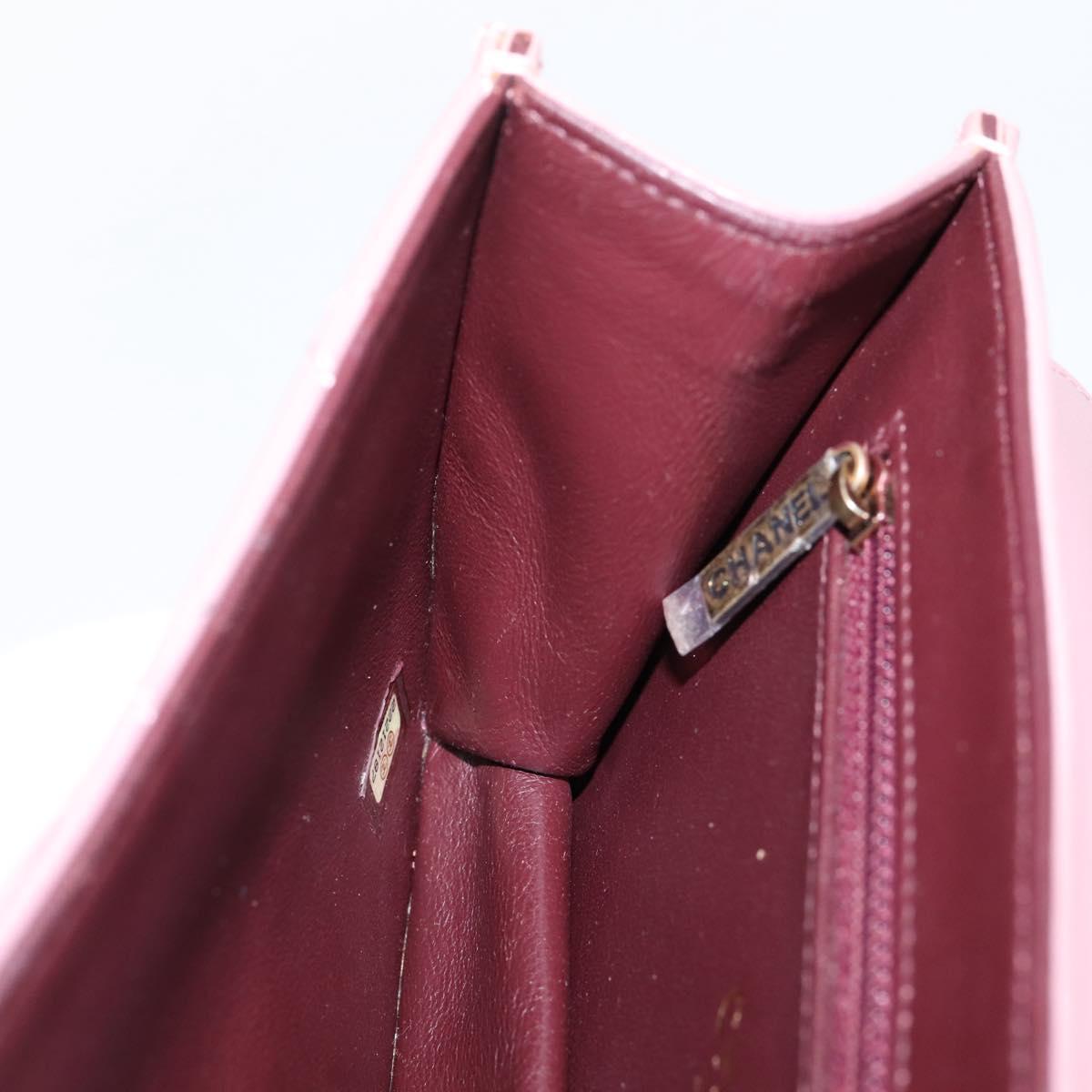 CHANEL Matelasse Chain Shoulder Bag Lamb Skin Purple Gray CC Auth 206386V
