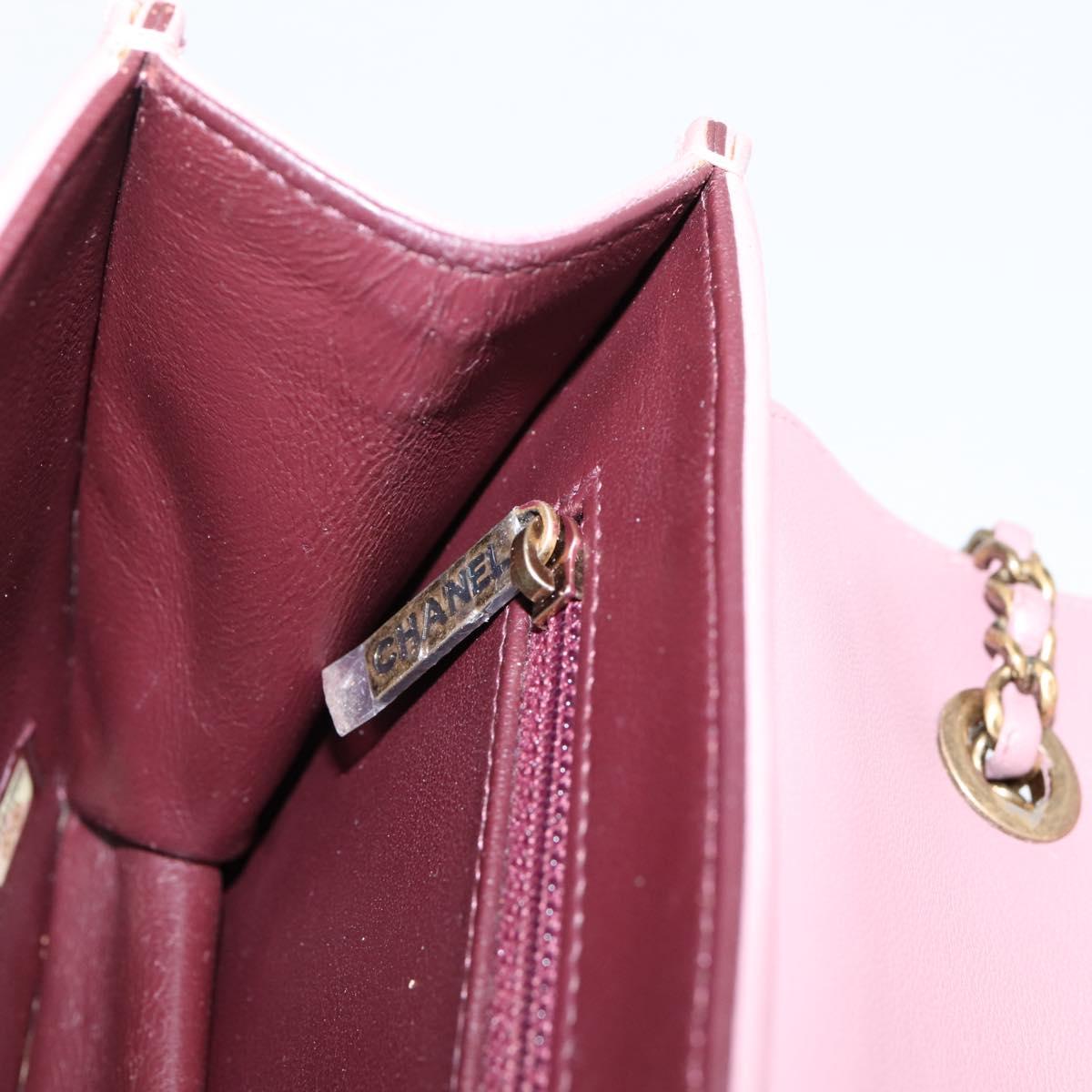 CHANEL Matelasse Chain Shoulder Bag Lamb Skin Purple Gray CC Auth 206386V