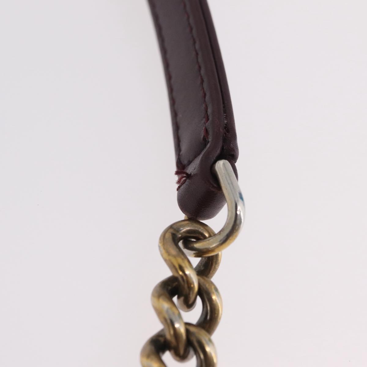 CHANEL Matelasse Chain Shoulder Bag Leather Bordeaux Gold CC Auth 206387A