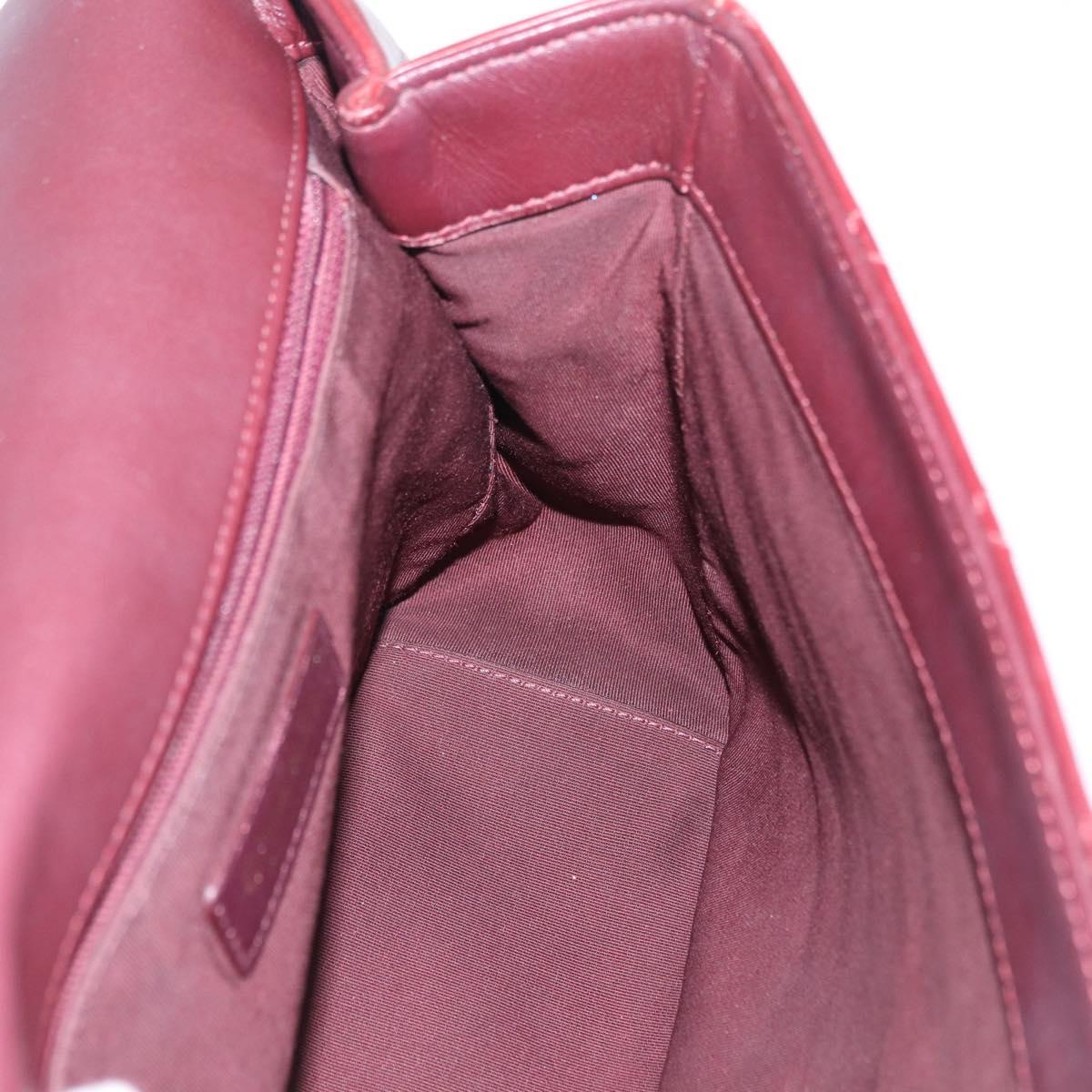 CHANEL Matelasse Chain Shoulder Bag Leather Bordeaux Gold CC Auth 206387A