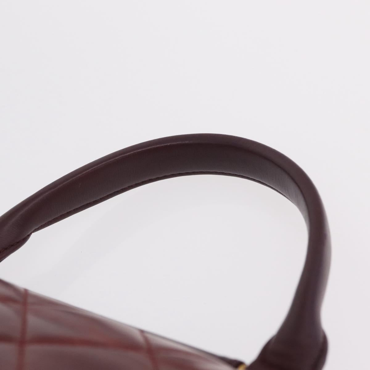CHANEL Matelasse Chain Shoulder Bag Leather Bordeaux Gold CC Auth 206387A