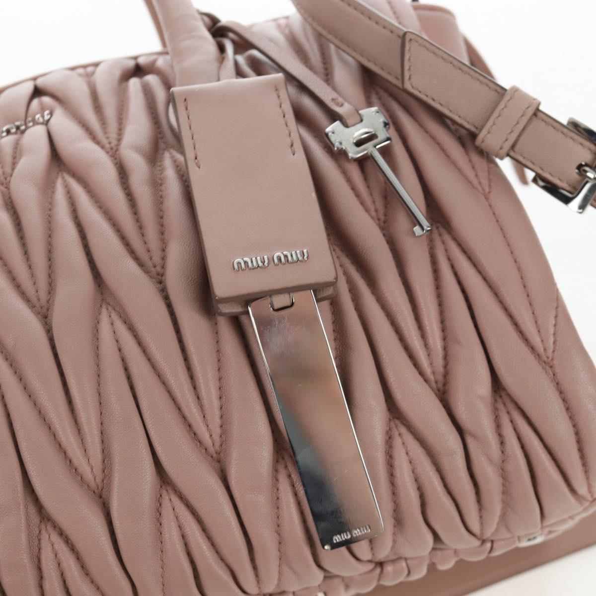 Miu Miu Matelasse Hand Bag Leather 2way Pink Silver Auth 206390M