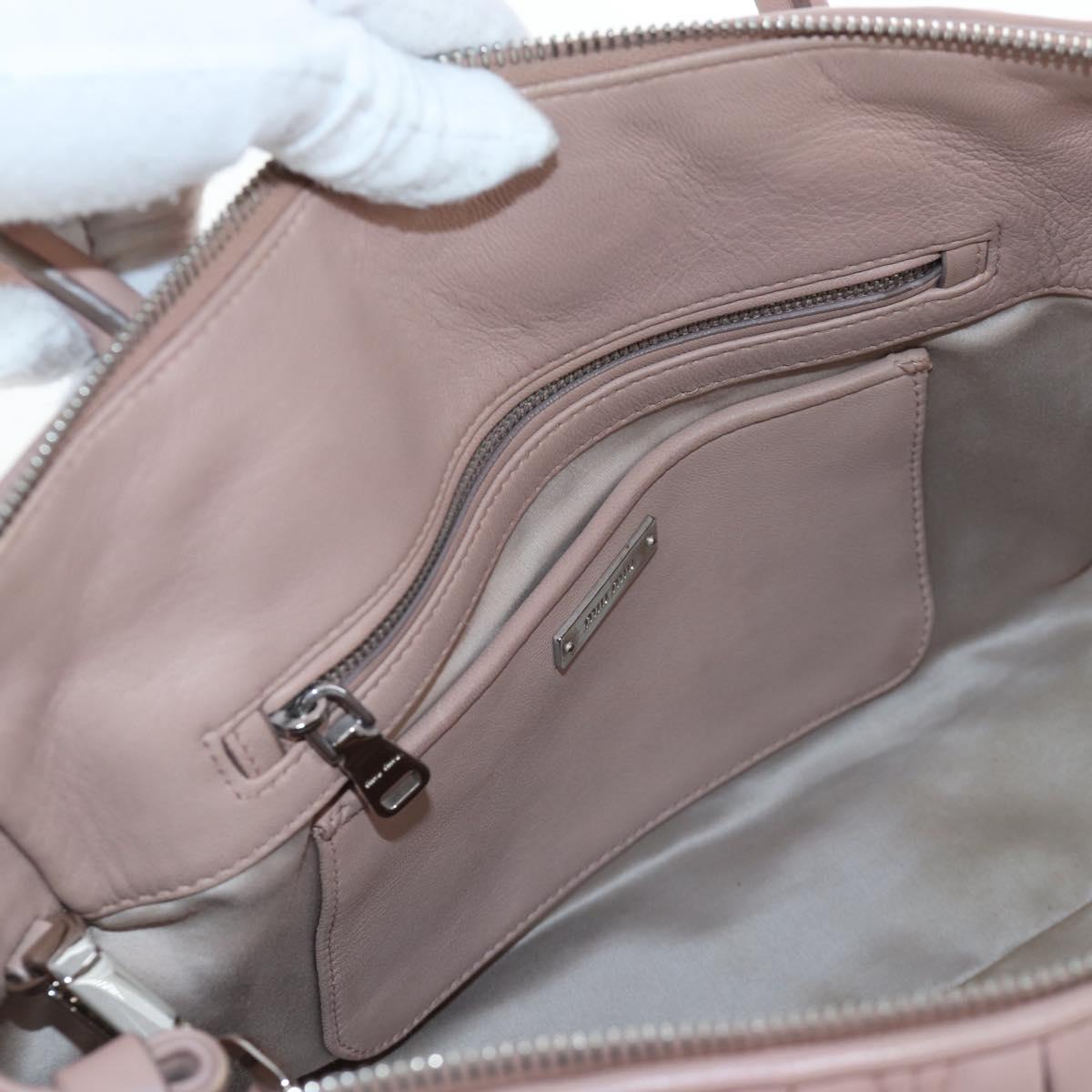 Miu Miu Matelasse Hand Bag Leather 2way Pink Silver Auth 206390M