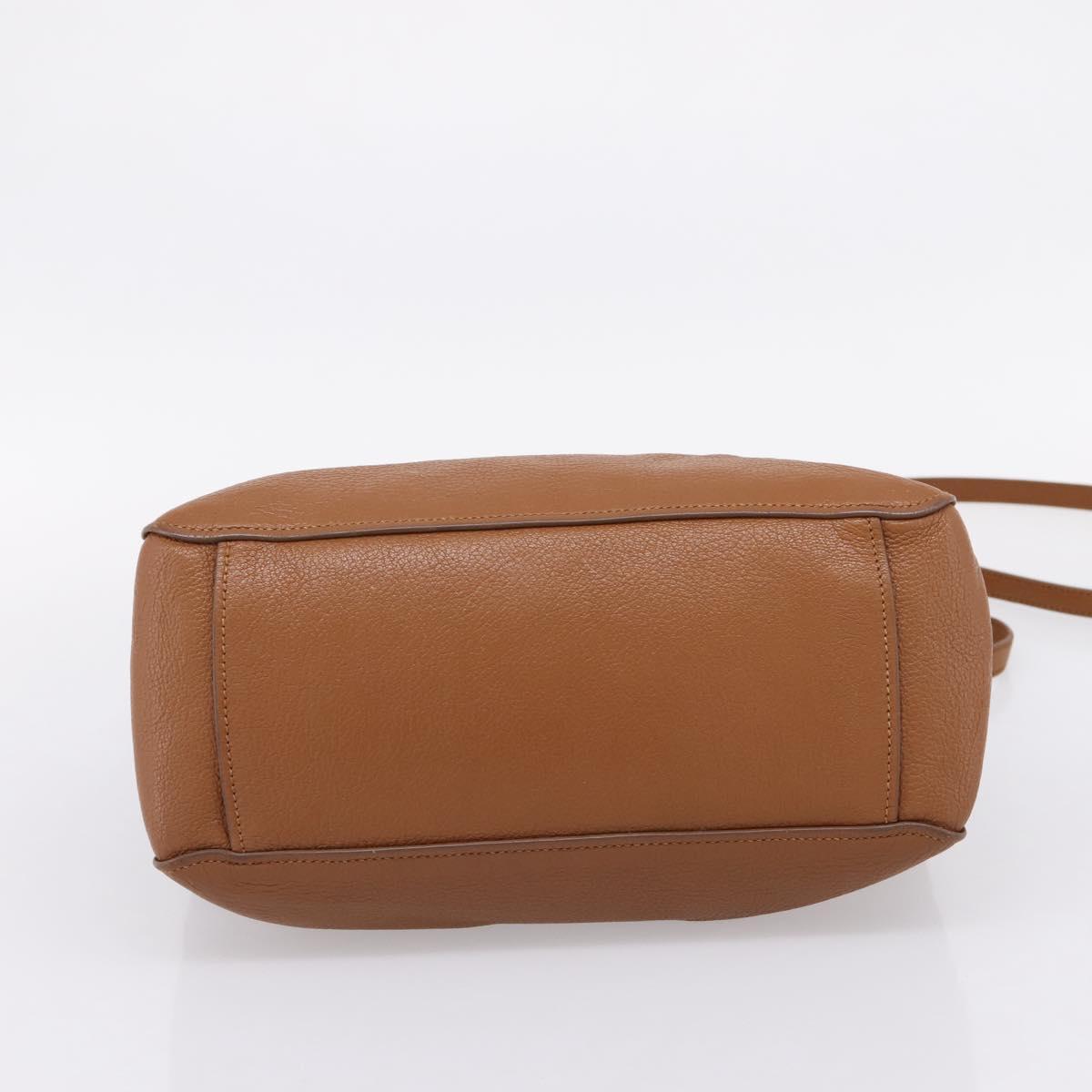 Miu Miu Hand Bag Leather 2way Brown Gold Auth 206392A