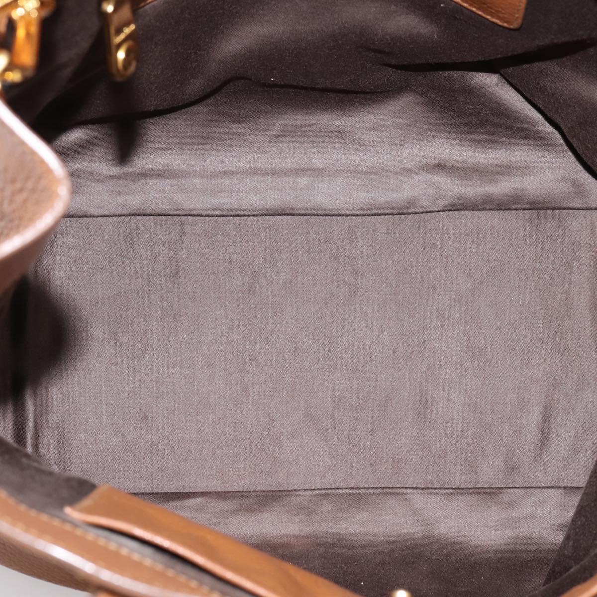Miu Miu Hand Bag Leather 2way Brown Gold Auth 206392A